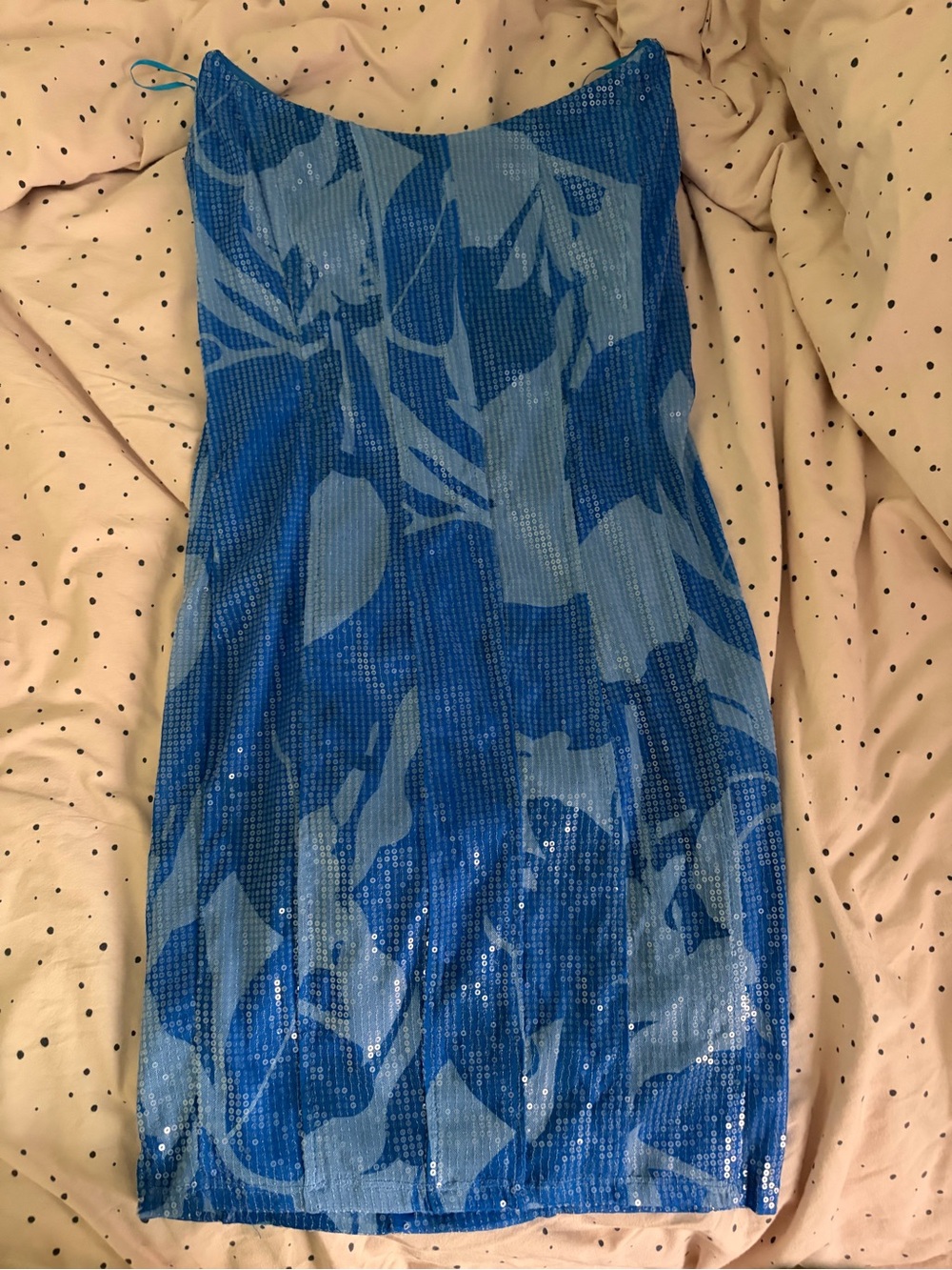 Windsor Blue Sequin Floral Mini Dress